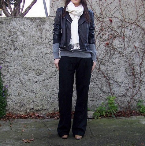 Beckham perfecto echarpe blanche pantalon large – Le Blog de Betty