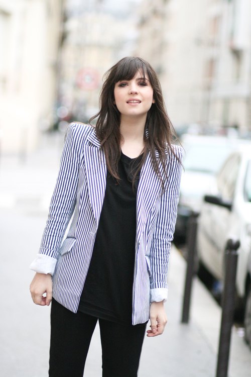 Blazer raye pantalon noir – Le Blog de Betty