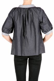 Blouse grise col claudine dos – Le Blog de Betty