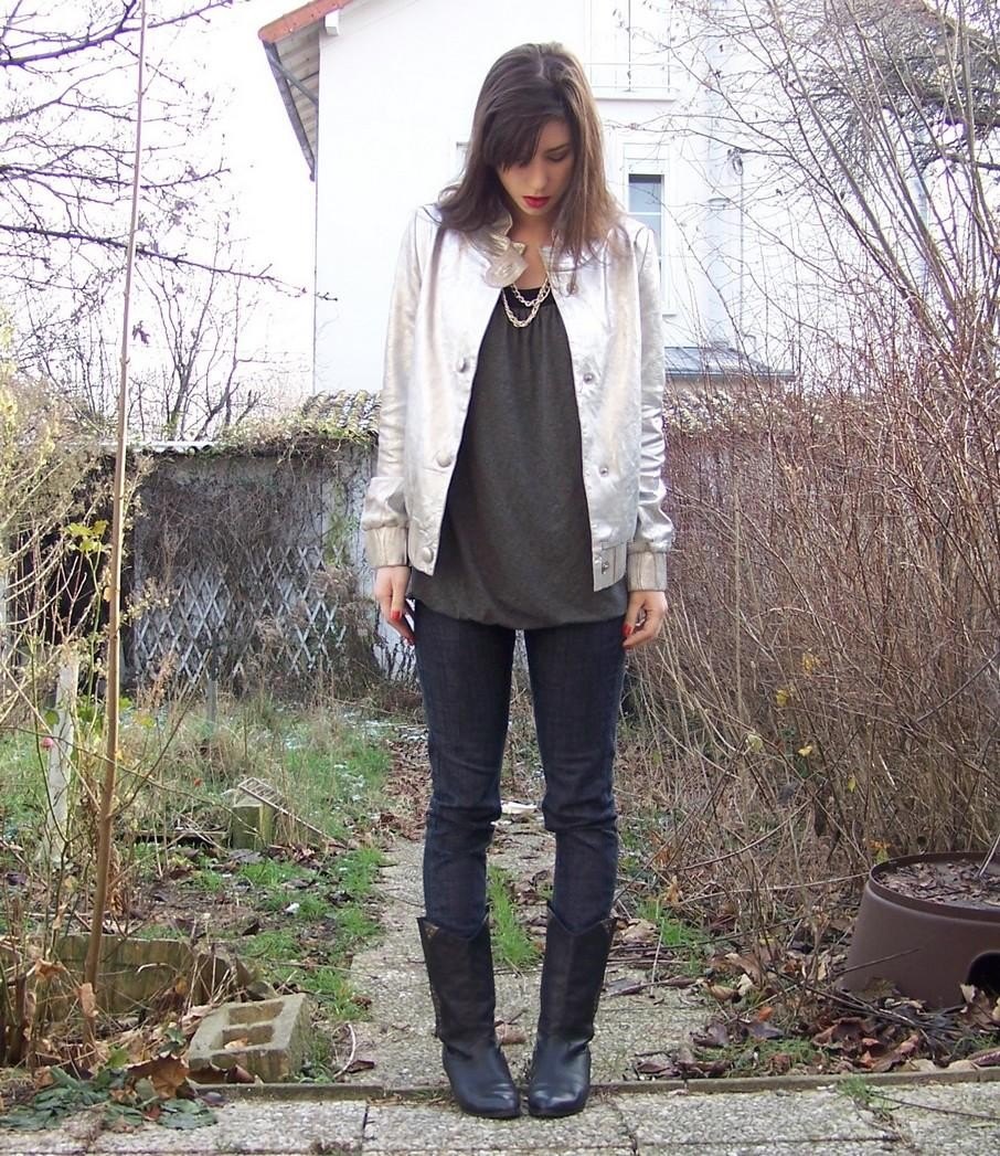 Blouson argente jean bottes jardin – Le Blog de Betty