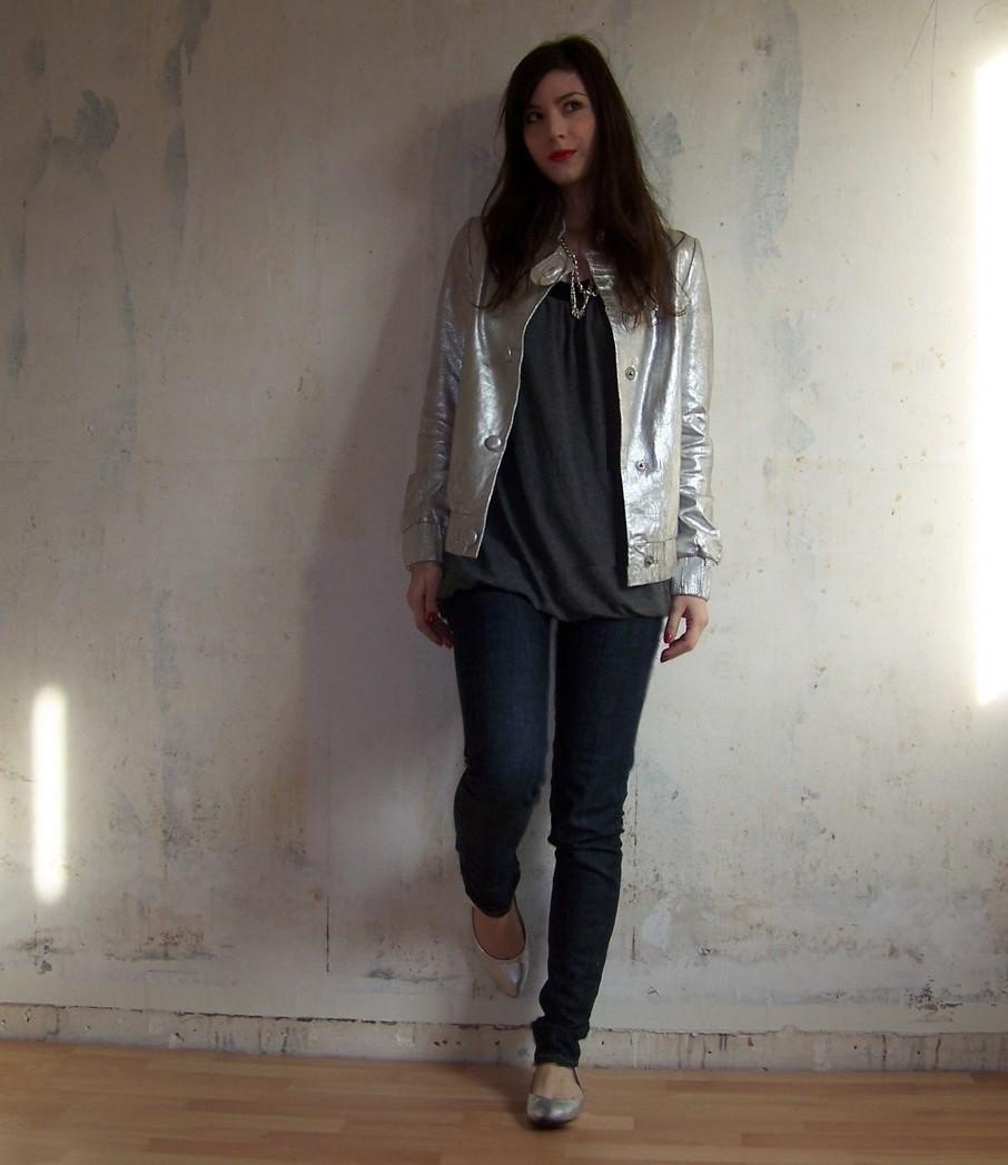 Blouson argente jean slim – Le Blog de Betty