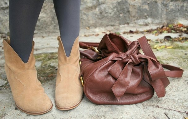Bottines camel sac noeud bordeaux – Le Blog de Betty