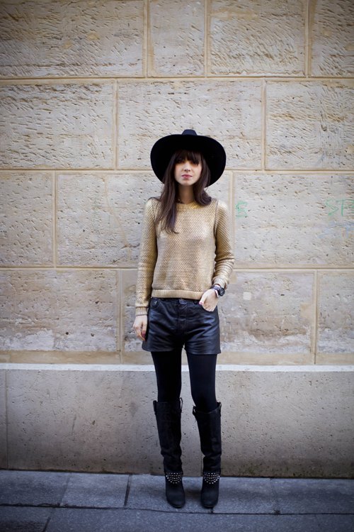 Chapeau cowboy bis pull dore short cuir – Le Blog de Betty