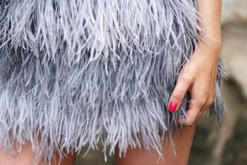 Detail jupe plumes grises – Le Blog de Betty
