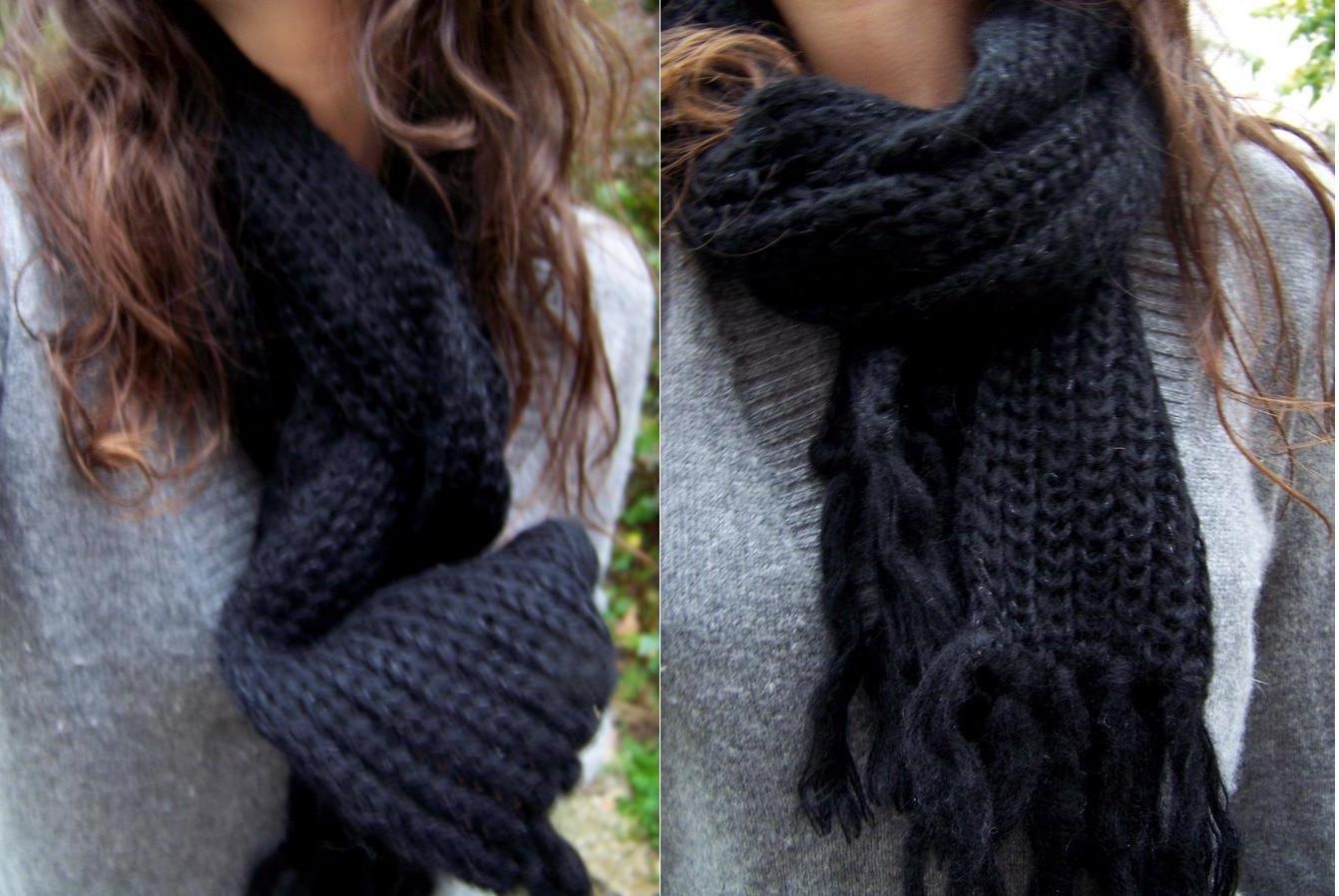 Echarpe grosse maille noire – Le Blog de Betty