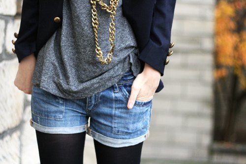Electric blazer marine short jean chaine doree – Le Blog de Betty