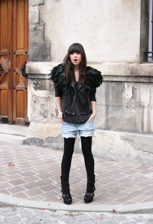 Feather veste plumes short jean – Le Blog de Betty