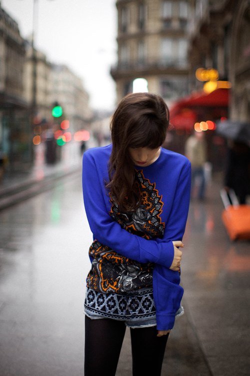 Gilet bleu electrique tunique imprimee – Le Blog de Betty