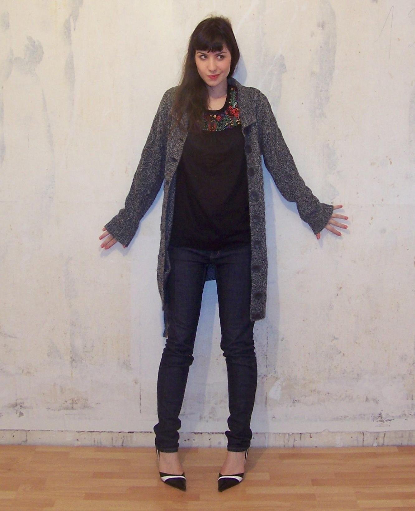 Gilet long gris jean slim escarpins – Le Blog de Betty