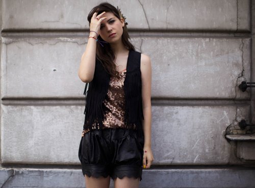 Have a nice weekend top sequins gilet noir – Le Blog de Betty