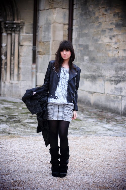 Manteau gris perfecto jupe argentee – Le Blog de Betty