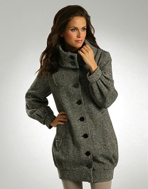 Manteau tweed gris col cheminee – Le Blog de Betty