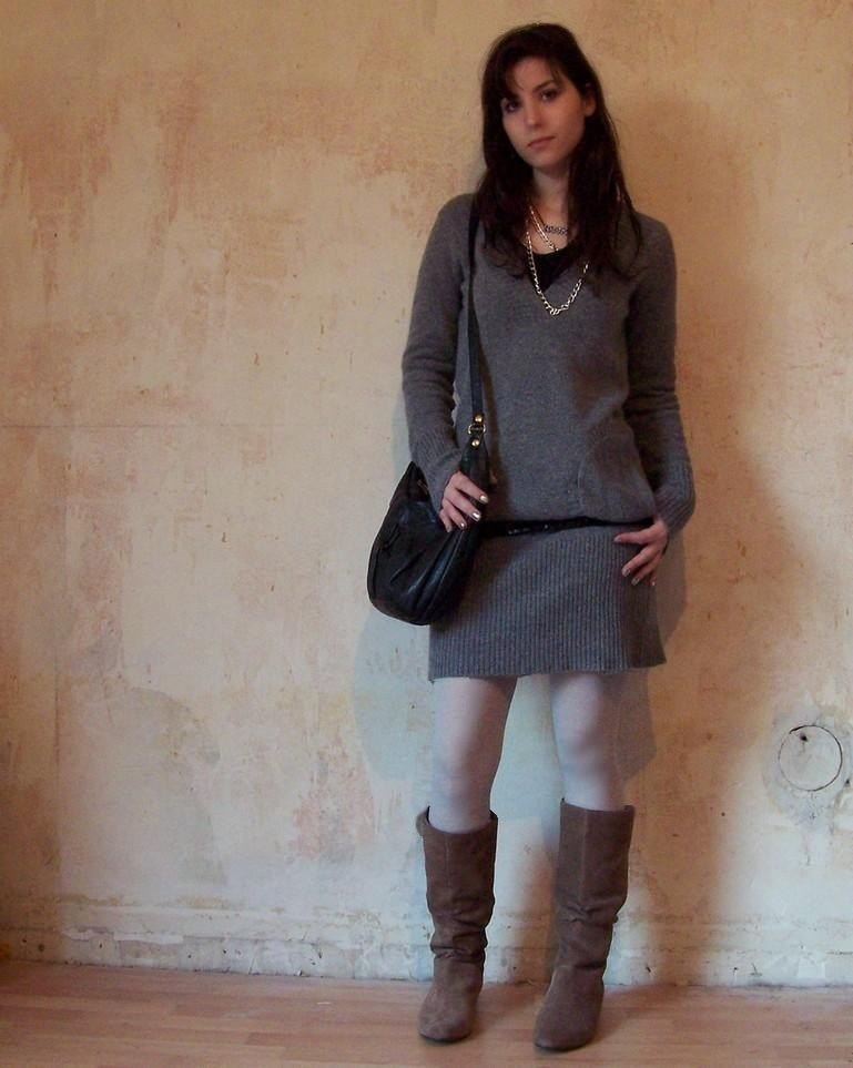 New boots robe grise bottes camel – Le Blog de Betty
