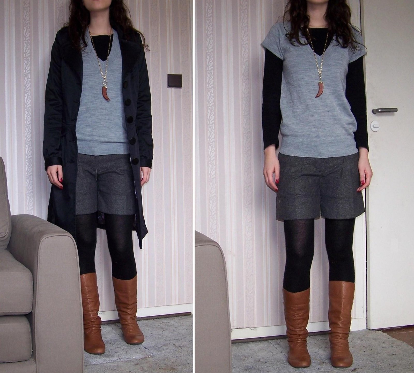 Note du samedi manteau noir bottes camel – Le Blog de Betty