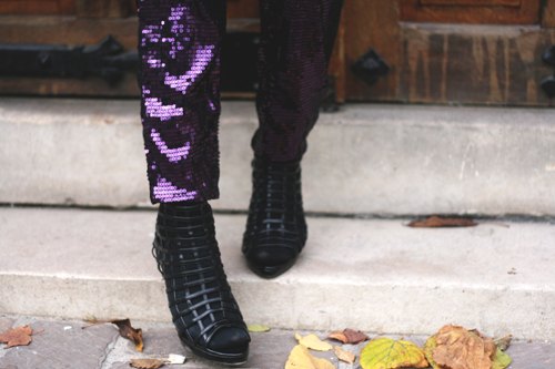 Pantalon sequins violet boots – Le Blog de Betty