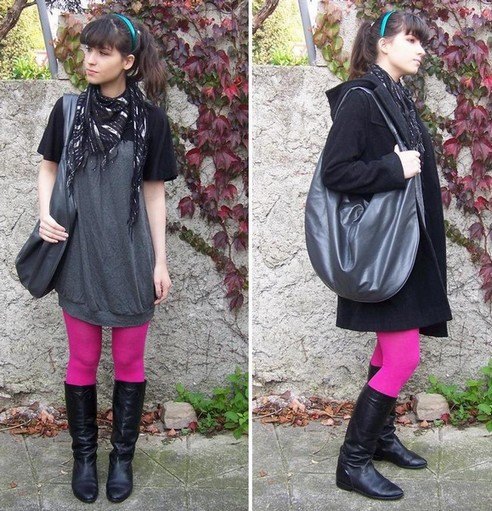 Pink lady collants fuchsia tunique grise – Le Blog de Betty
