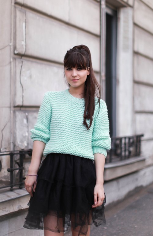 Pull menthe jupe tulle noire rue – Le Blog de Betty