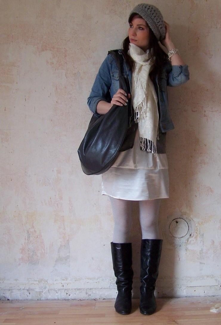 Robe blanche veste jean beret – Le Blog de Betty