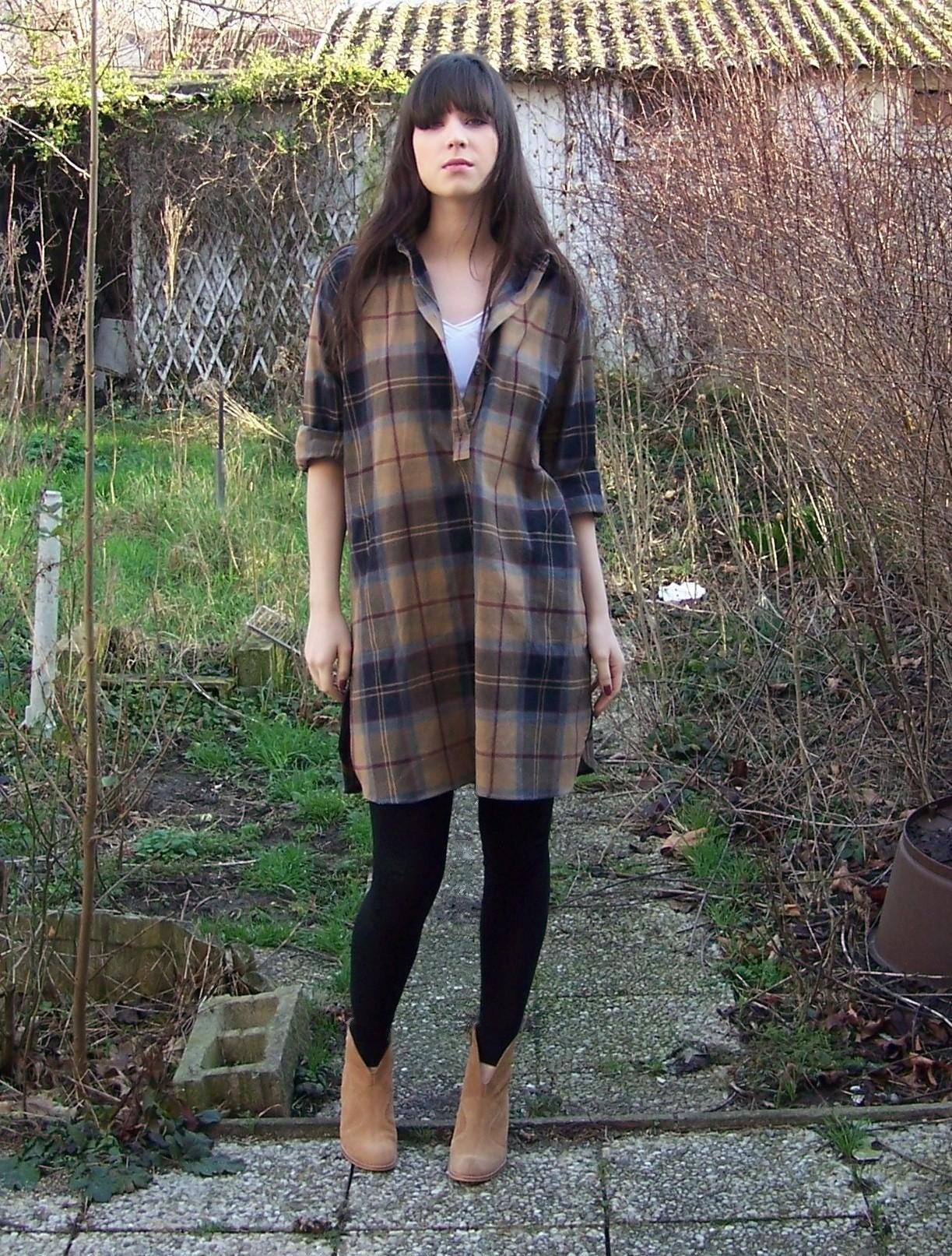 Robe chemise carreaux bottines camel – Le Blog de Betty