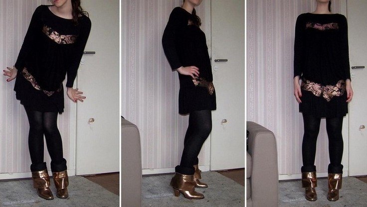 Robe noire brodee bottines montage – Le Blog de Betty