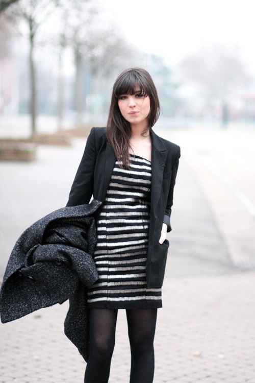 Robe rayee manteau gris hiver – Le Blog de Betty