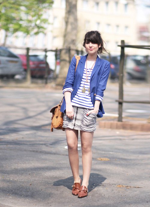 The bag cartable camel blazer bleu – Le Blog de Betty