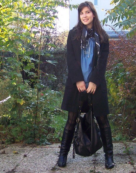 Tunique jean manteau noir sac – Le Blog de Betty