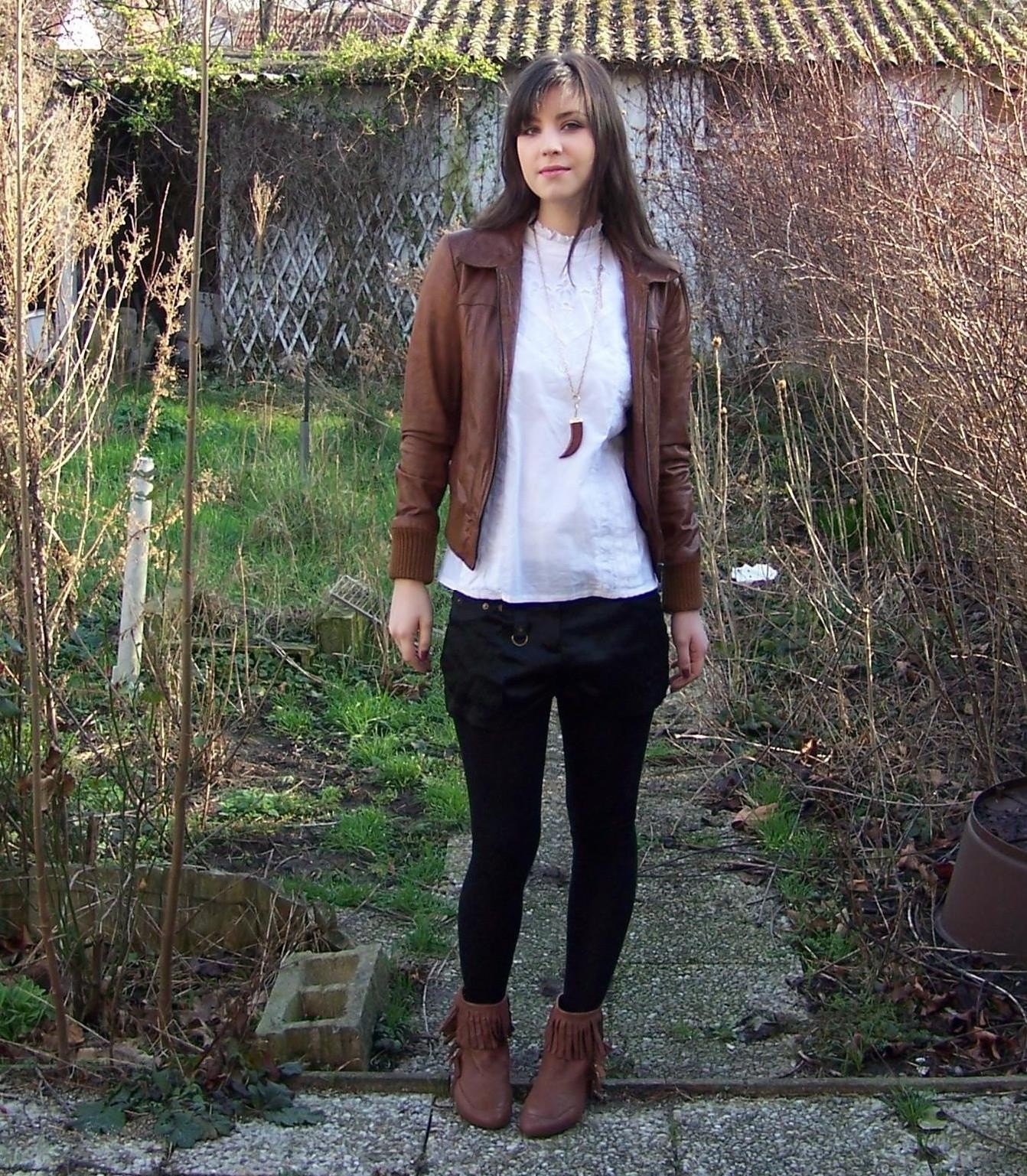 Veste cuir camel chemise blanche – Le Blog de Betty