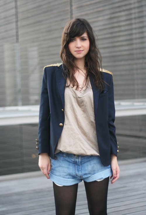 Veste officier marine top satin short jean – Le Blog de Betty